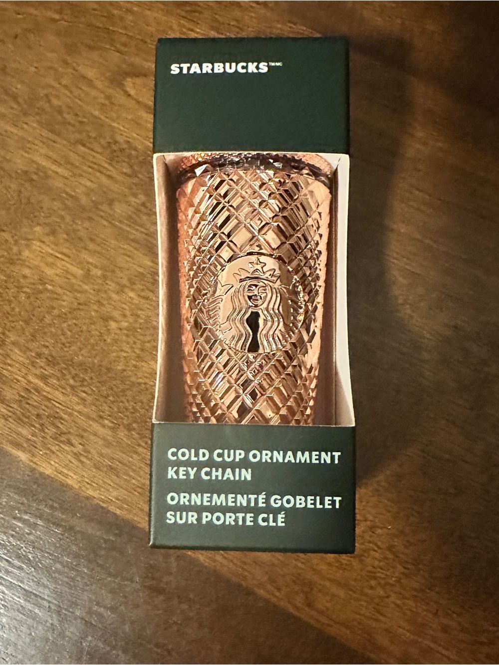 Starbucks Rose Gold Cold Cup Ornament Key Chain with Embossed Siren